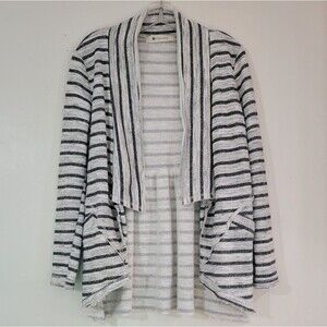 The Impeccable Pig grey striped waterfall open front cardigan Size S
